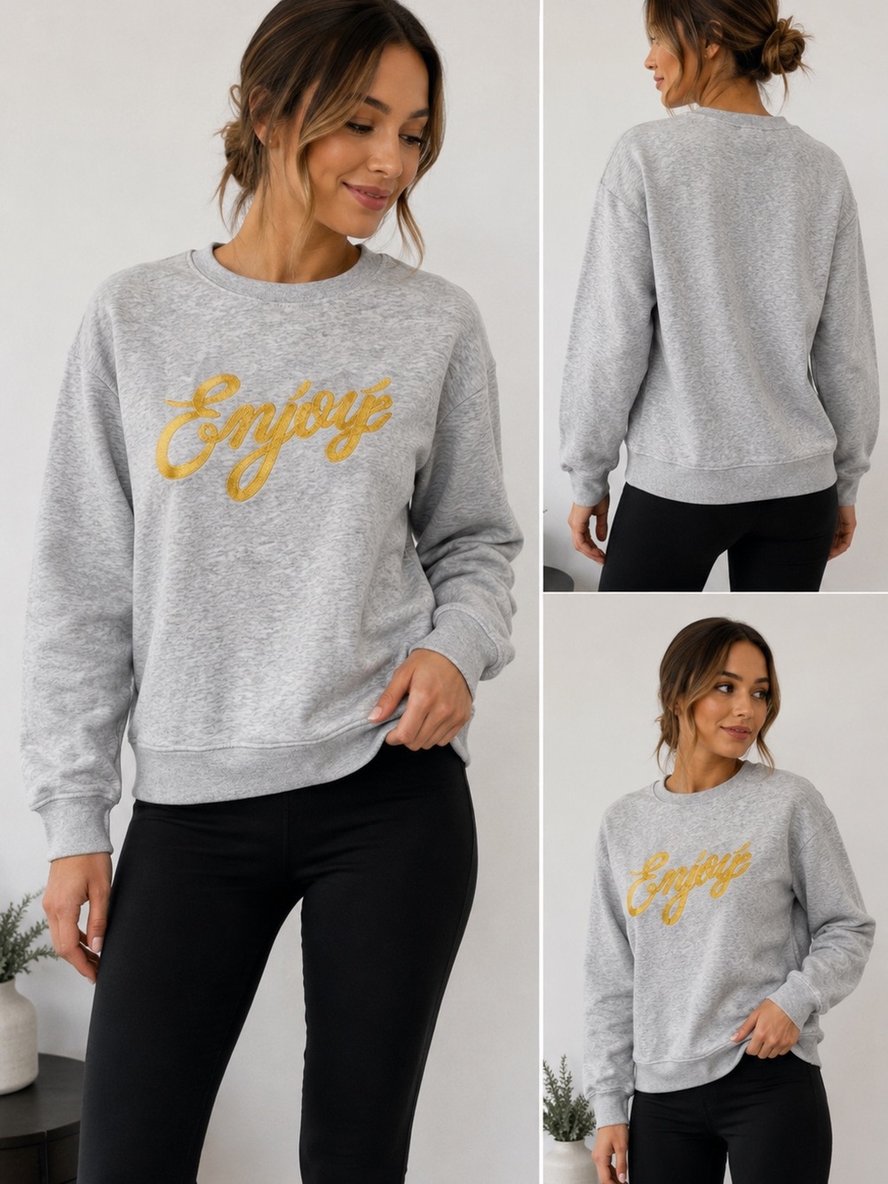 H&M Gray Sweatshirt with Gold Script
